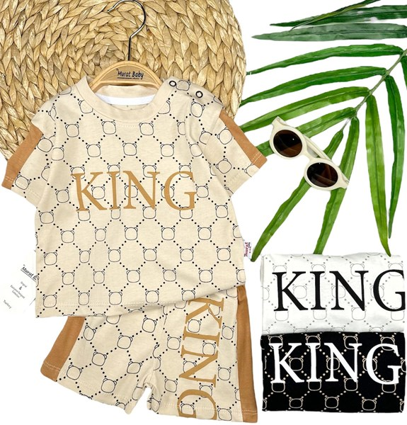 KING YAZILI KISA KOL 2'Lİ TAKIM 