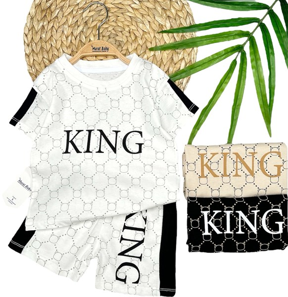 KING YAZILI KISA KOL 2'Lİ TAKIM 