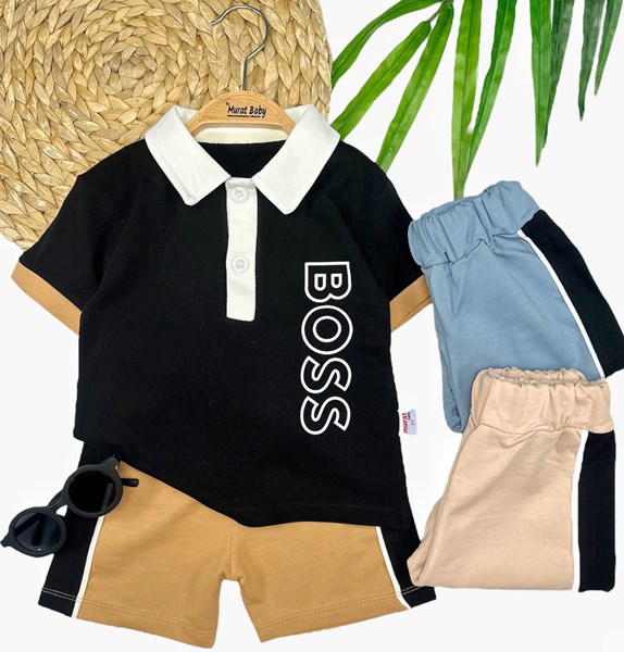 YAKALI BOSS BASKILI 2'Lİ TAKIM