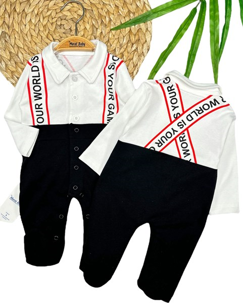 WORLD ŞERİT BASKILI YAKALI TULUM