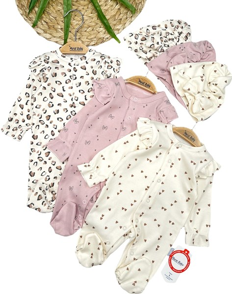 LEOPAR KALP BASKILI ŞAPKALI 3'LÜ TULUM SET