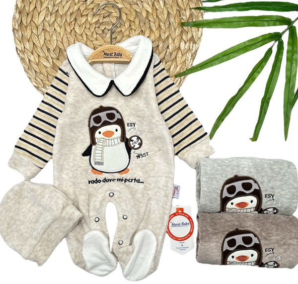 PENGUEN BASKILI KOL ÇİZGİ TULUM 
