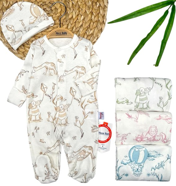 KARIŞIK DESEN BASKILI ŞAPKALI TULUM 