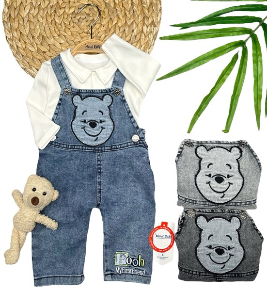WİNNİE POOH BASKILI KOT SALOPET