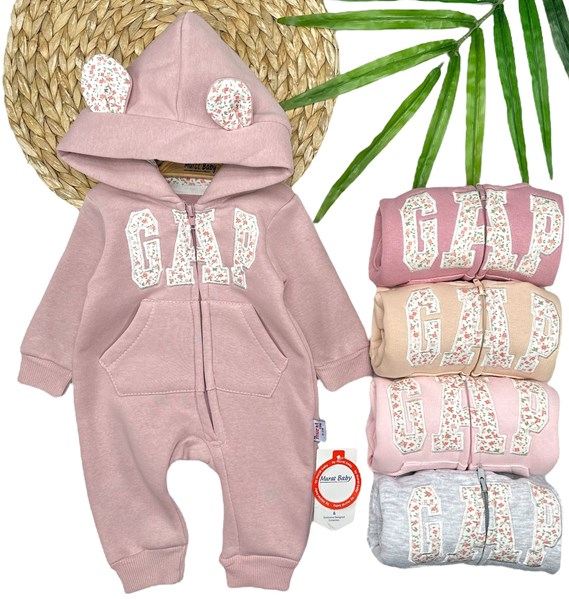 ÇİÇEK DESEN GAP YAZILI KAPÜŞONLU ŞARDONLU TULUM 