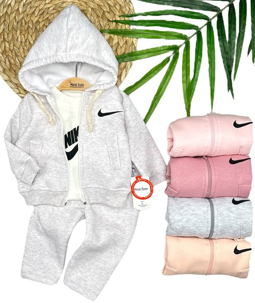NIKE İŞLEMELİ KAPÜŞONLU ŞARDONLU 3'LÜ TAKIM