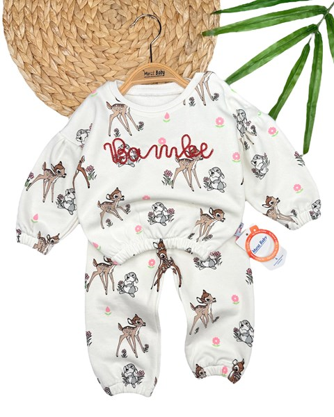 CEYLAN BAMBİ İŞLEMELİ ŞARDONLU 2Lİ TAKIM