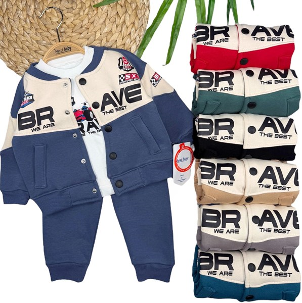 BRAVE BASKILI CEKETLİ 3'LÜ ŞARDONLU TAKIM 