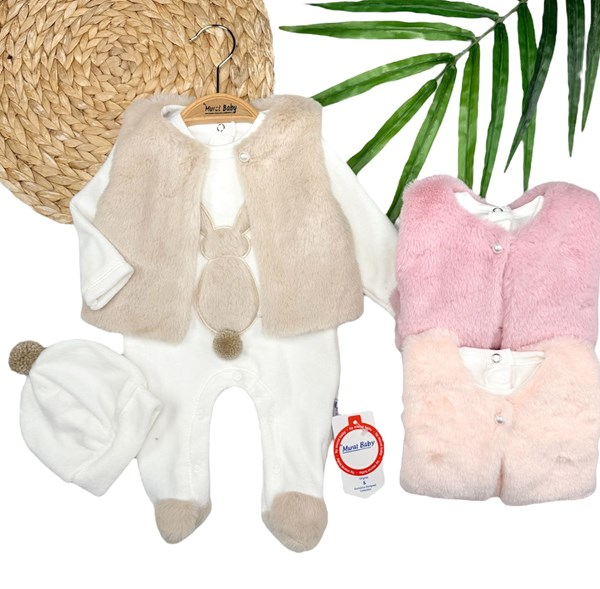PELUŞ YELEKLİ TAVŞANLI KADİFE TULUM 