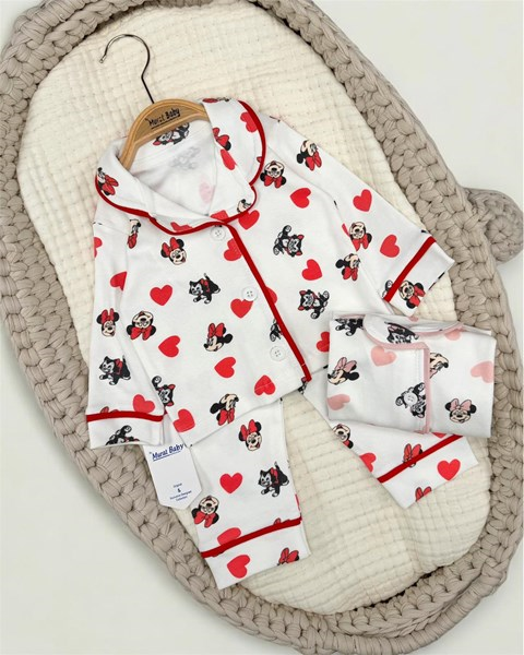 KEDİLİ FARELİ KALPLİ PİJAMA TAKIM 