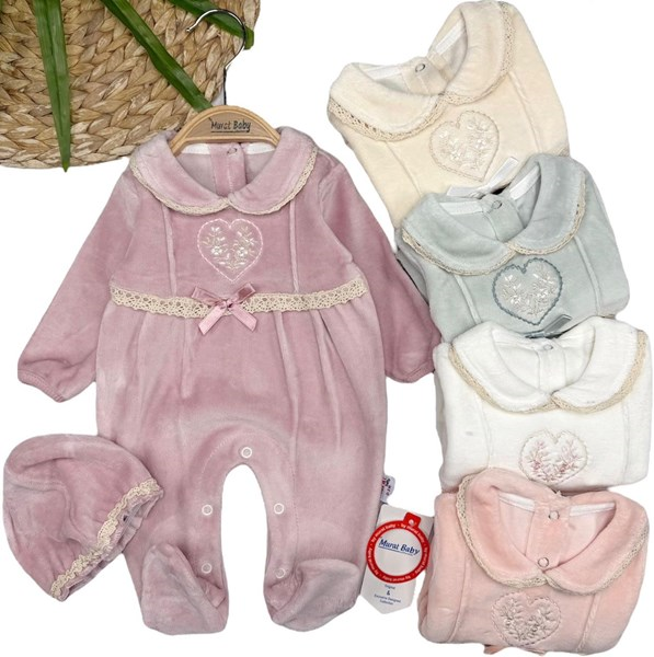 KADİFE KALP İŞLEMELİ TULUM