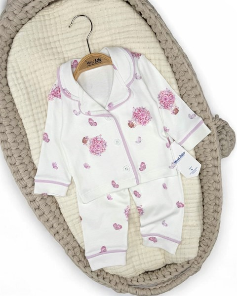 ÇİÇEK BALON KELEBEK BASKILI PİJAMA TAKIM 