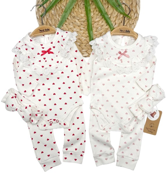 MİNİK KALPLİ YAKASI GÜPÜRLÜ BADİLİ TAKIM