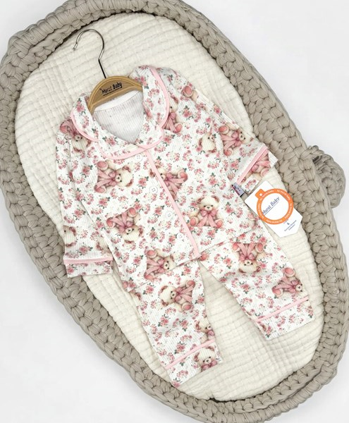 AYI ÇİÇEK BASKILI PİJAMA TAKIM