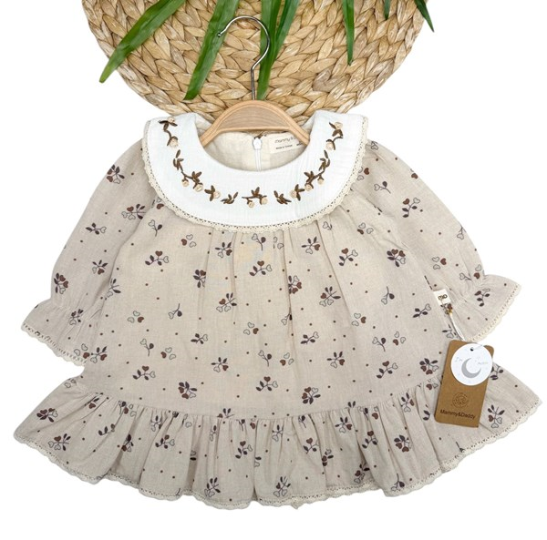 MİNİK KALP DESENLİ ELBİSE