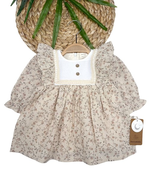 YAKA ÇİÇEK DESENLİ ELBİSE 