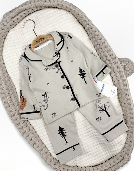 TİLKİ GEYİK BASKILI PİJAMA TAKIM