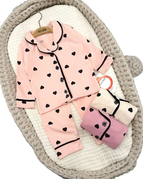 MİNİK KALP BASKILI PİJAMA TAKIM