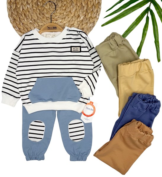 YAN ÇİZGİLİ CEPLİ  2Lİ TAKIM 