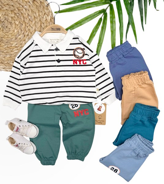 NYC ÇİZGİLİ YAKALI 2Lİ TAKIM 