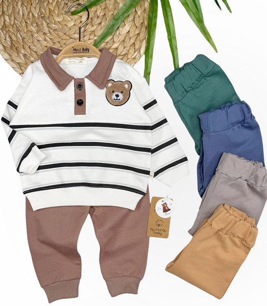 AYI ARMALI ÇİZGİLİ YAKALI TAKIM 