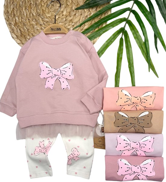 FİYONK BASKILI TÜL DETAYLI 2Lİ TAKIM