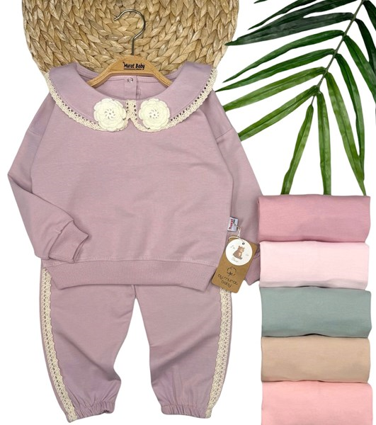 YAKA ÖRME GÜL DETAYLI TAKIM 