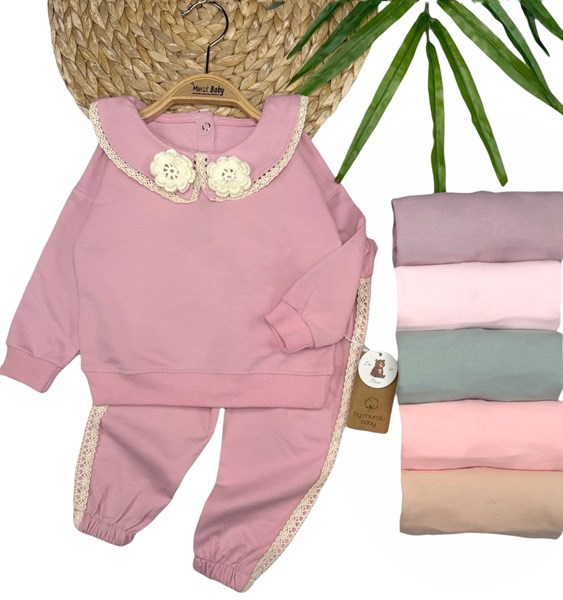 YAKA ÖRME GÜL DETAYLI TAKIM 