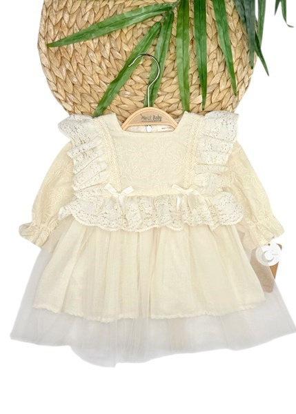 YAKA KENDİ GÜPÜRLÜ TÜL ELBİSE