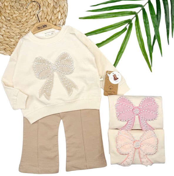 İNCİ PELUŞ DETAYLI FİYONKLU TAKIM