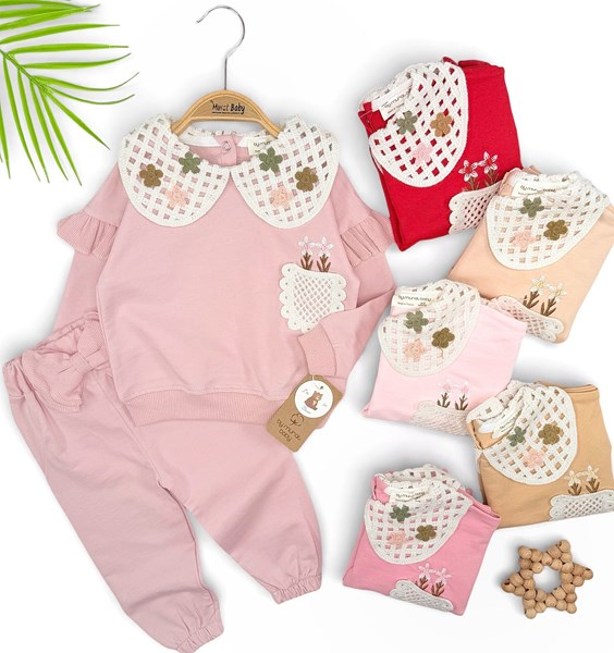 ÖRGÜ YAKA ÇİÇEK CEPLİ TAKIM 