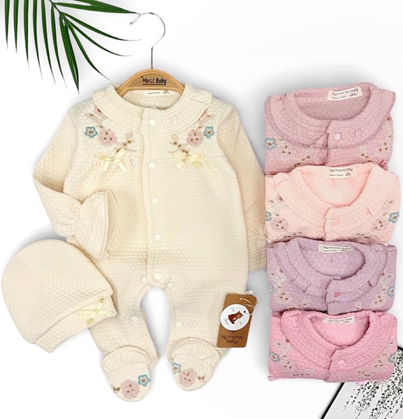 KAPİTONE KUMAŞ YAKA ÇİÇEK İŞLEMELİ TULUM 