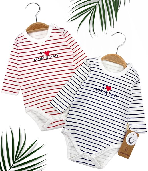 ÇİZGİLİ MAM DAD BASKILI BADİ 