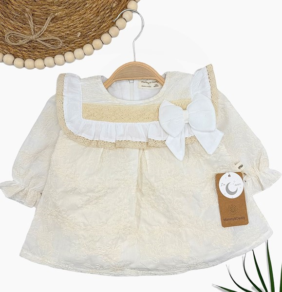 YAKA GÜPÜR FİYONK DETAYLI ELBİSE 