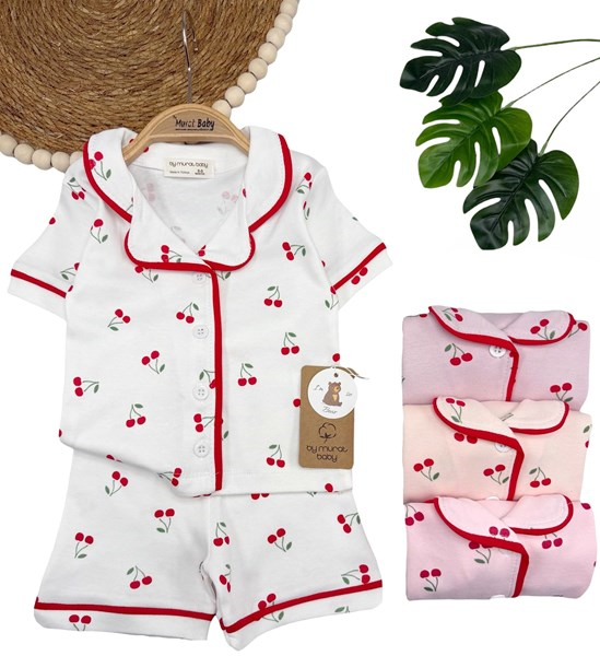 KİRAZ BASKILI KISA KOL PİJAMA TAKIM 