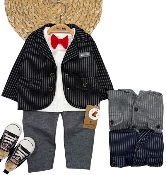 DİK ÇİZGİLİ 3LÜ CEKET TAKIM