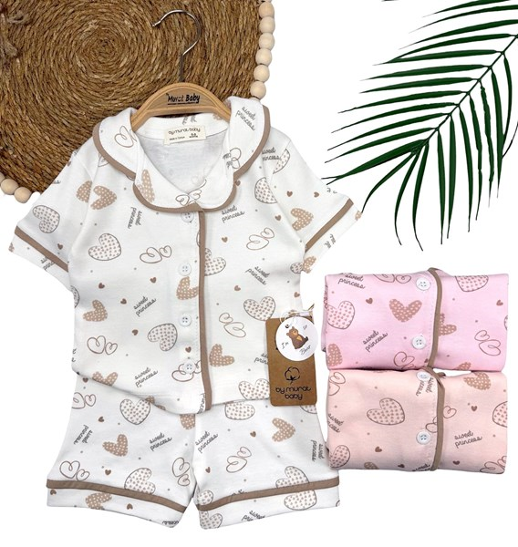 KALP SWEET BASKILI KISA KOL PİJAMA TAKIM