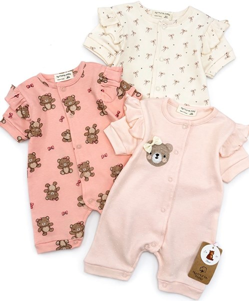 DESENLİ 3LÜ KIZ KISA KOL TULUM