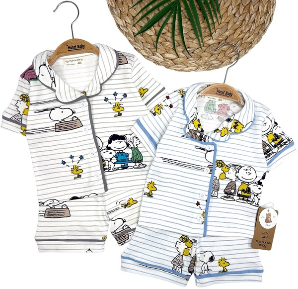 ÇİZGİLİ KÖPEK BASKILI PİJAMA TAKIM