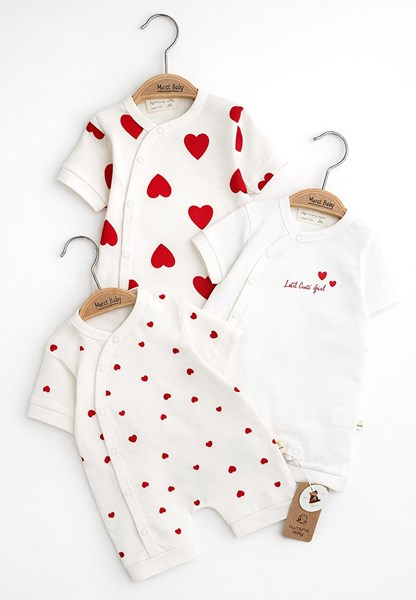 LİTTLE KALP BASKILI KISA KOL TULUM