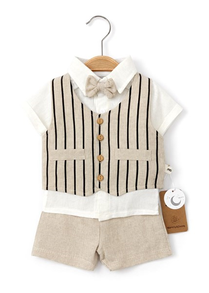 PAPYONLU ÇİZGİLİ KISA KOL TAKIM