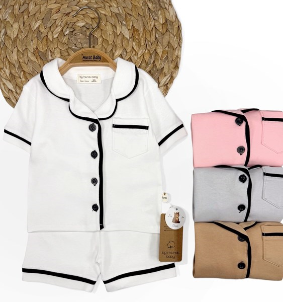 DÜZ RENK BİYELİ PİJAMA TAKIM