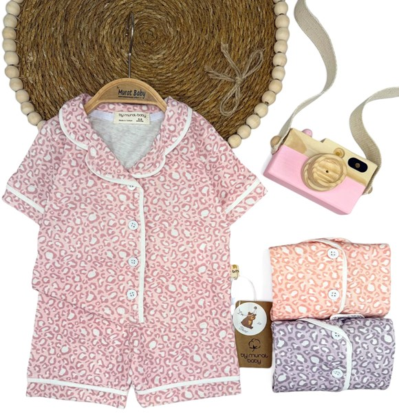 LEOPAR BEYAZ BİYELİ PİJAMA TAKIM