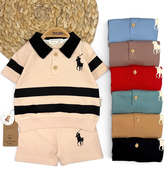 POLO ÇİZGİLİ ŞORT TAKIM