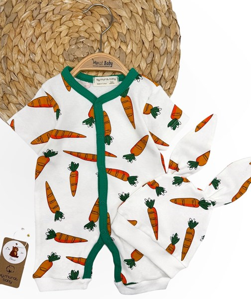 HAVUÇ BASKILI KISA KOL TULUM