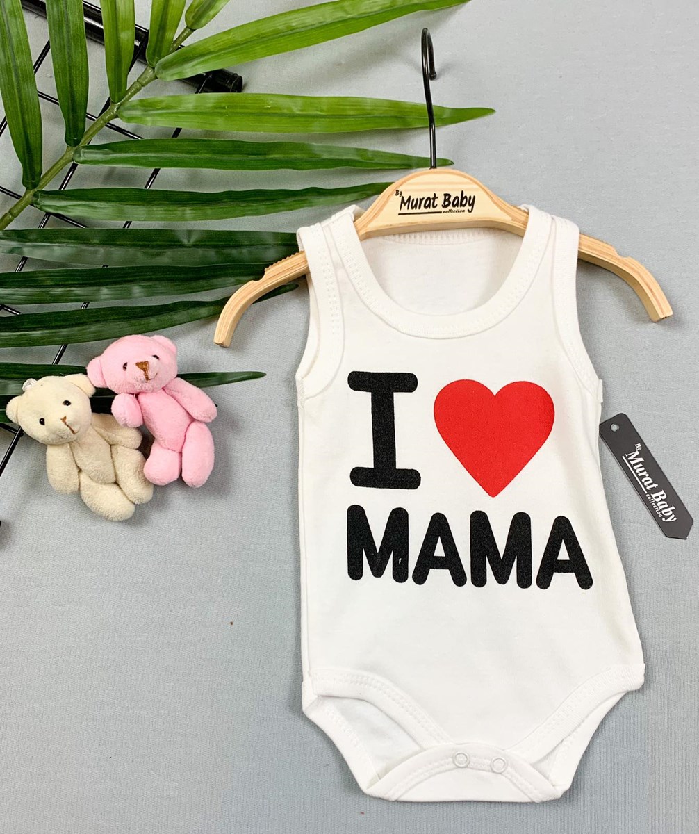 ÇITÇITLI BADİ I LOVE MAMA BASKILI Toptan Bebe, Toptan Bebek Giyim